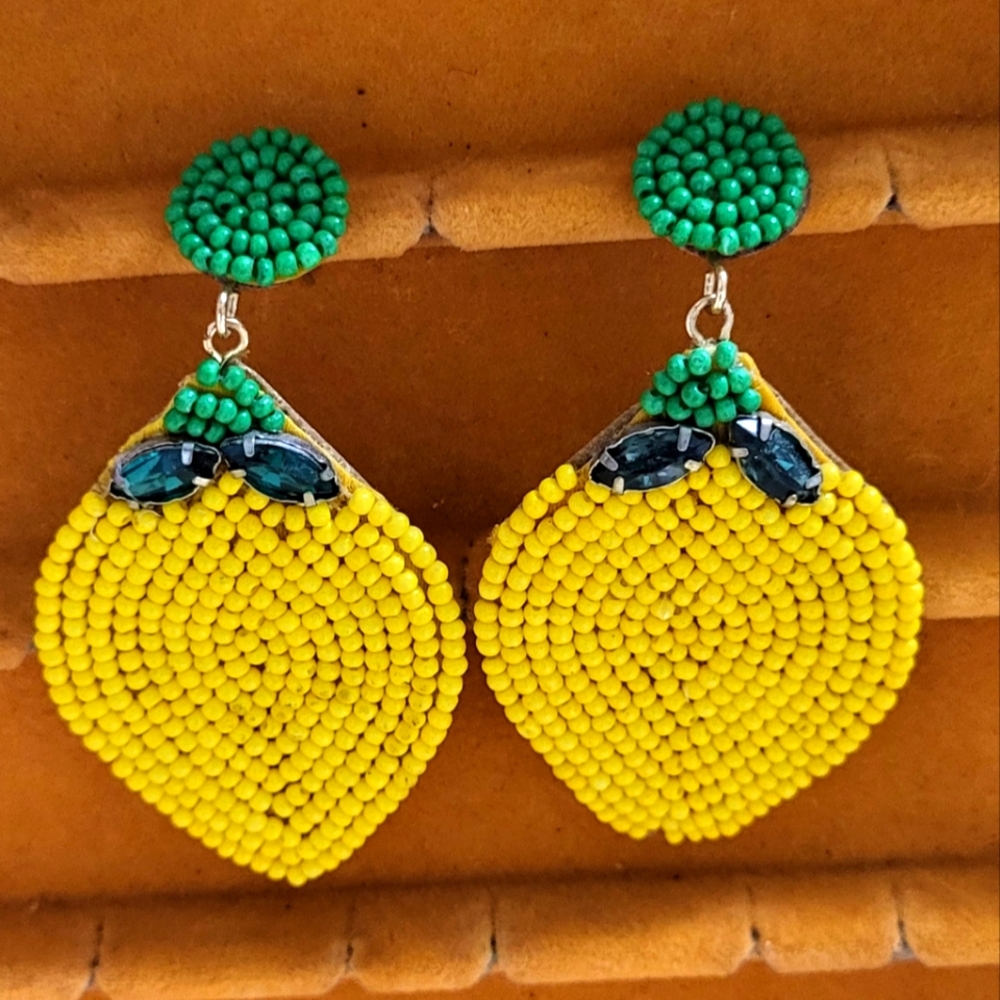 Piper K Hand Beaded Lemon
Drop Earrings